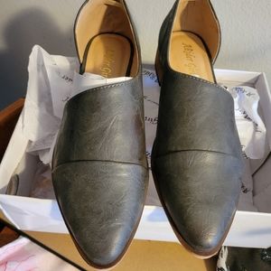 Charcoal Opened Side Pointy Slip On Flat Loafer